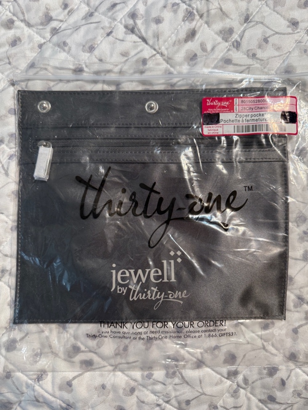 thirty-one Charcoal Black Zippered Pochette